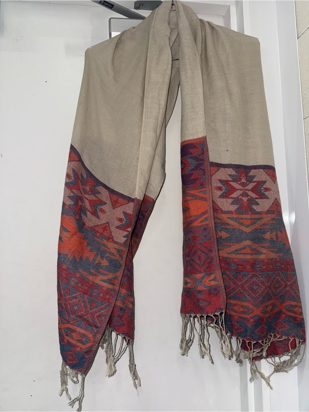 Charlotte russe Fringe Scarf in Cream and Rust